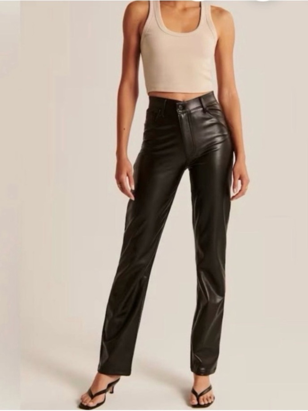 Abercrombie & Fitch vegan leather curve 90’s straight  high rise pants 29 or 8